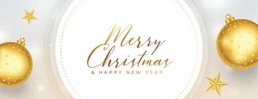 elegant golden realistic merry christmas and new year banner vector