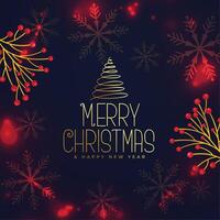 merry christmas celebration background with snowflake and berry design vector