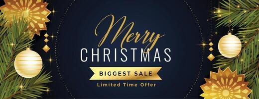 christmas holiday sale web banner in realistic elements design vector