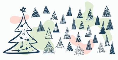 pack of christmas tree elements in different design vector