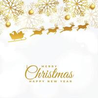 premium merry christmas festival background with santa on sleigh design vector