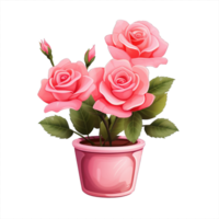 ai gerado rosa flores ramalhete em Panela isolado png