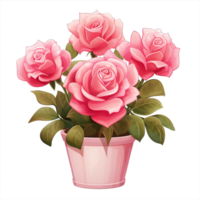 ai gerado rosa flores ramalhete em Panela isolado png