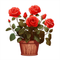 ai gerado rosa flores ramalhete em Panela isolado png