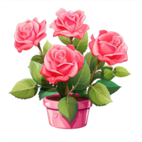 ai gerado rosa flores ramalhete em Panela isolado png