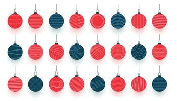 big set of christmas bauble elements in artistic style vector