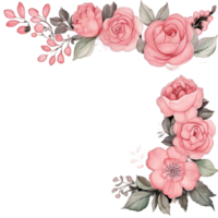 ai generado rosado floral acuarela ilustración para Boda invitación. botánico marco png