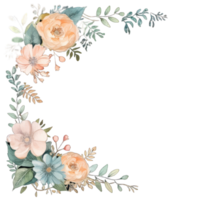 ai generado blanco floral acuarela ilustración para Boda invitación. botánico marco png