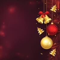 realistic xmas elements design with text space for merry christmas vector