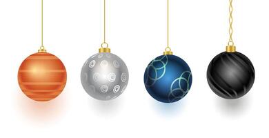 set of four christmas bauble design for xmas decoration vector