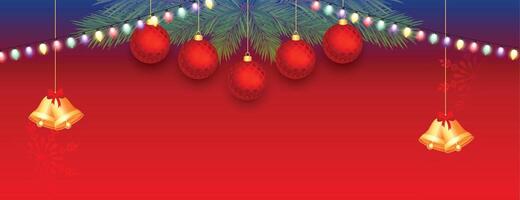 merry christmas decorative banner with xmas elements and light vector