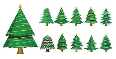 collection of decorative christmas tree design vector