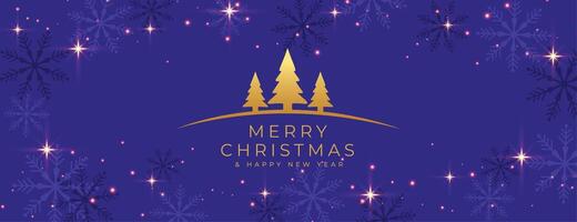 shiny merry christmas purple banner with snowflake decoration vector