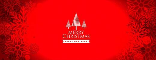 merry christmas red banner with snowflake decoration vector