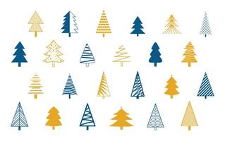 hand drawn christmas tree elements in set for xmas design vector