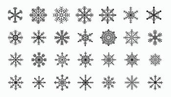 big set of winter season snow flake elements for christmas design vector