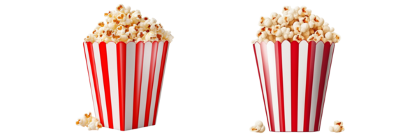 AI generated Striped popcorn bag full of popcorn isolated on transparent background png