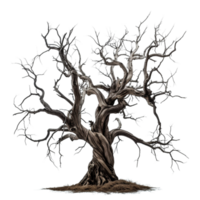 AI generated creepy dead tree Isolated on transparent background png