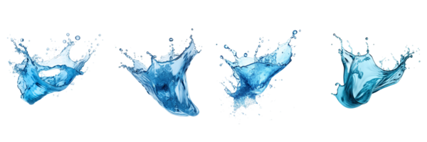 AI generated set of water liquid splash on transparent background png