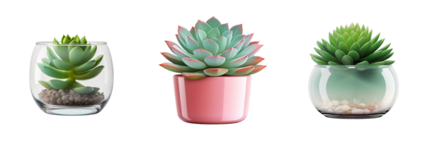 AI generated succulent plant in green vase on transparent background png