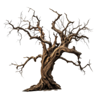 AI generated creepy dead tree Isolated on transparent background png