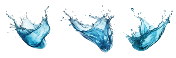 AI generated set of water liquid splash on transparent background png