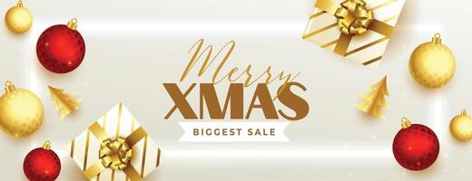 realistic merry christmas festival sale decorative banner vector