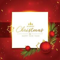merry christmas realistic card with xmas elements vector