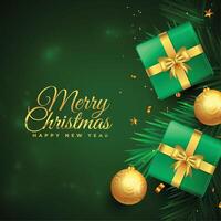 merry christmas festival background with realistic element design vector