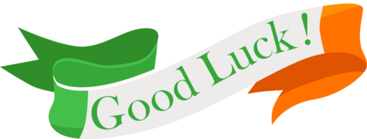 Irish flag ribbon with the inscription Good Luck. png