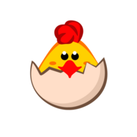 Chicken baby peeking out of the cracked egg. Chick on transparent background. png