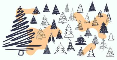 conjunto de mano dibujado Navidad árbol elementos diseño vector