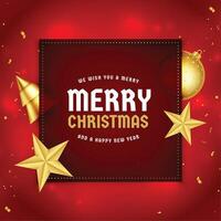 red christmas background with golden elements decoration vector
