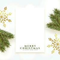 merry christmas greeting card with fir and snowflake design vector