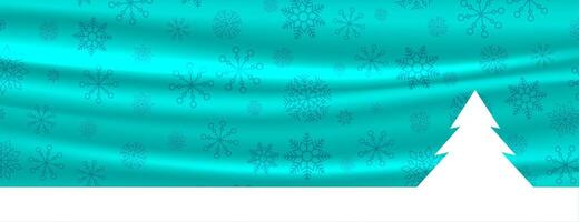 merry christmas banner with tree and snowflakes decoration vector