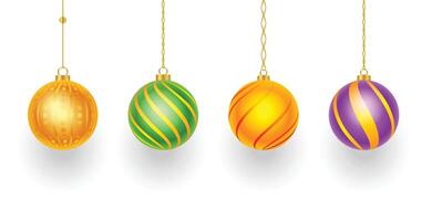 collection of realistic christmas bauble design for xmas celebration vector