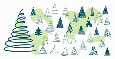 set of hand drawn christmas tree elements design vector