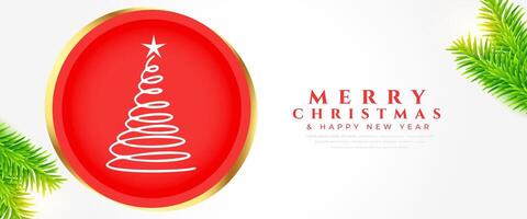 merry christmas festive season banner with xmas tree and fir design vector