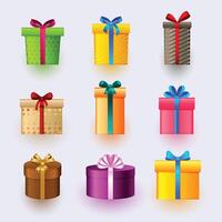 set of 3d present box icons design for christmas celebration vector