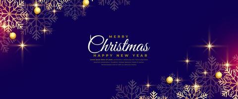 eye catching merry christmas celebration poster with snowflake decor vector