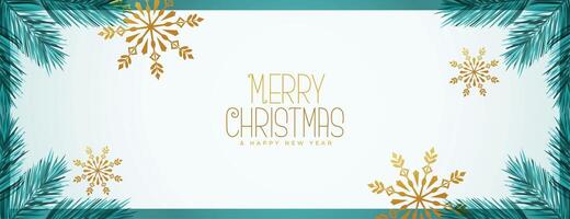 merry christmas beautiful banner with snowflake and fir vector