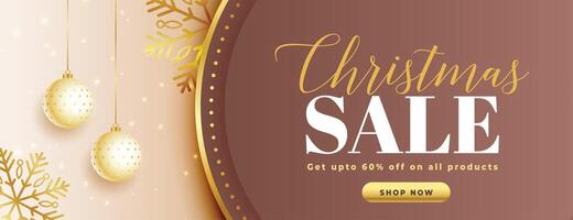 beautiful christmas sale banner for promotion with realistic elements vector