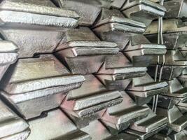 Aluminum ingots. Transportation of aluminum for export photo