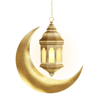 Gold Laterne mit Halbmond Mond im transparent Hintergrund png