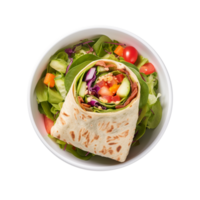 AI generated salad wrap in white bowl transparant background png