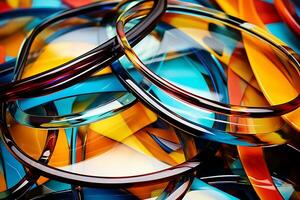 AI generated Vibrant Chromatic Loops. Abstract Color Fusion. Horizontal illustration photo