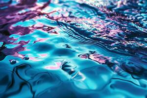 AI generated Pink and Blue Water Ripples. Horizontal photo