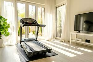 AI generated Home Gym in a sunny living room photo