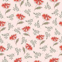 Seamless pattern with hand-drawn scarlet flowers. vector