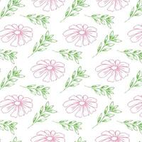 Floral background with hand drawn flowers. vector